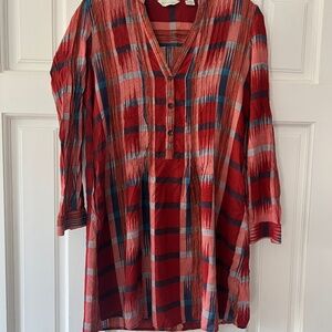 Anthropologie tunic plaid blouse